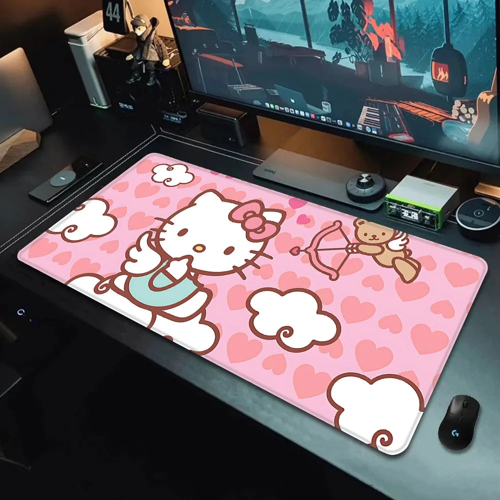 Hello Kitty XXL Gaming Desk Mat – Pink Kawaii Mouse Pad with HD Print, Non-Slip Base & Stitched Edges for Keyboard, PC & Gaming Setup