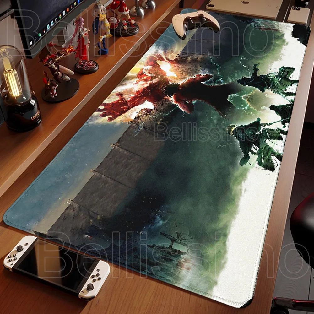 Attack on Titan XXL Gaming Mouse Pad – Anime Desk Mat (90×40cm) with Non-Slip Base & Stitched Edges