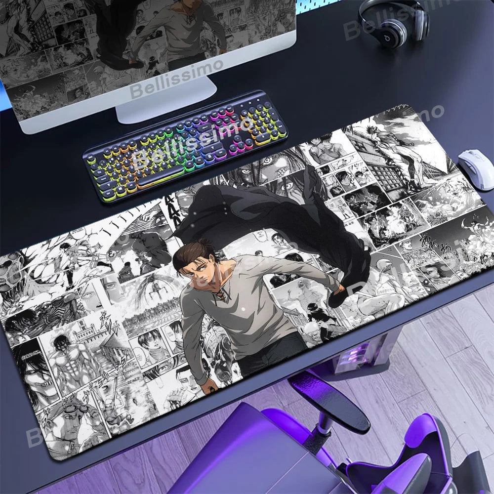 Attack on Titan XXL Gaming Mouse Pad – Anime Desk Mat (90×40cm) with Non-Slip Base & Stitched Edges