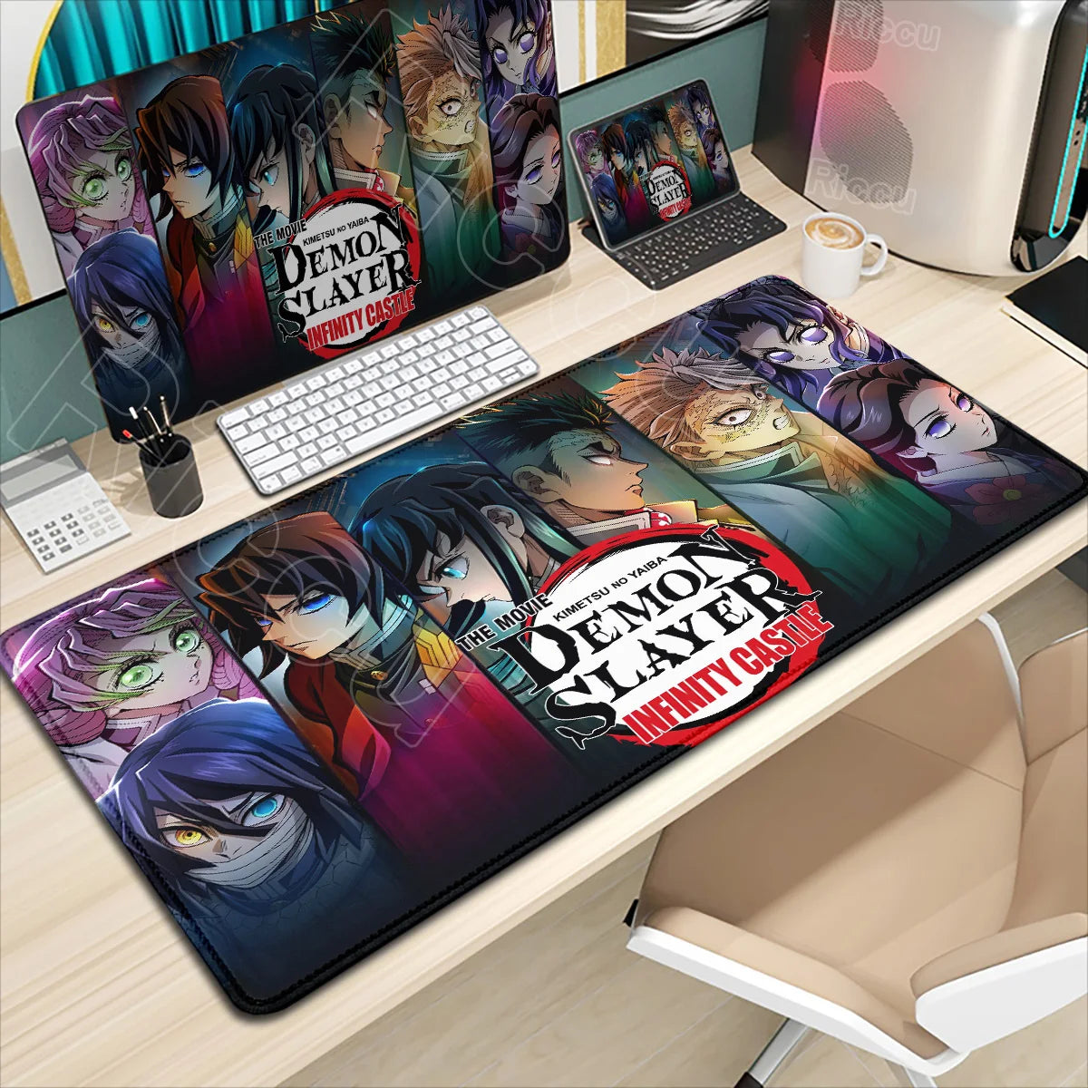 Demon Slayer Gaming Mouse Pad XL – HD Printed Extended Desk Mat for PC & Laptop Setup – Non-Slip Rubber Base, Stitched Locking Edges, Smooth Precision Surface for Gaming & Office Use