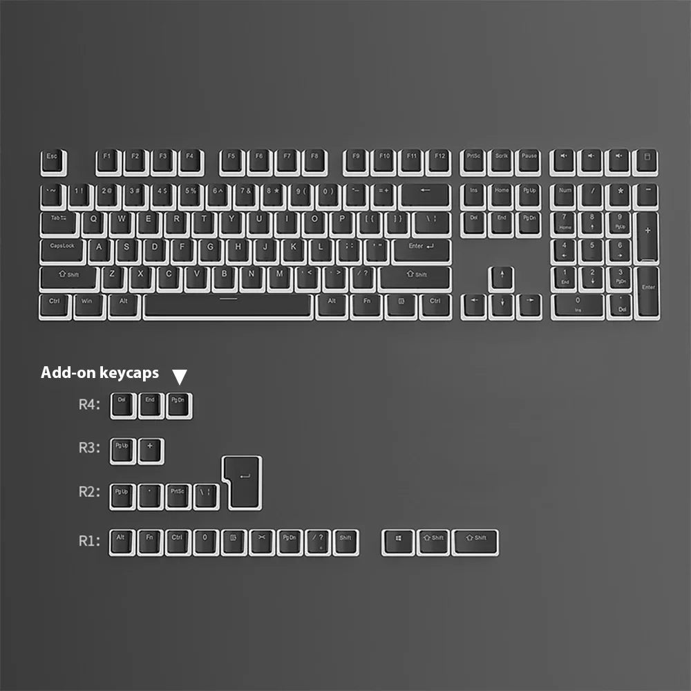 130-Key Pudding PBT Keycap Set – Double Shot Shine-Through Keycaps for 60%, 65%, 75%, TKL & Full Size RGB Mechanical Keyboards
