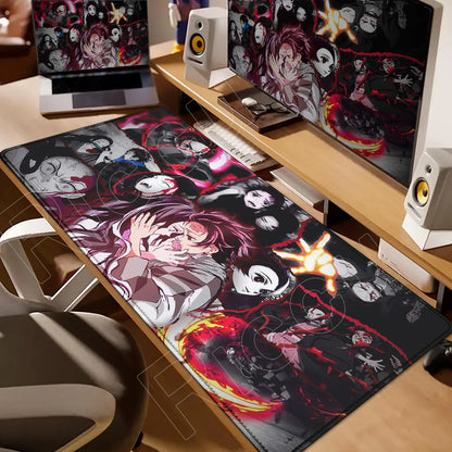 Demon Slayer Gaming Mouse Pad XL – HD Printed Extended Desk Mat for PC & Laptop Setup – Non-Slip Rubber Base, Stitched Locking Edges, Smooth Precision Surface for Gaming & Office Use