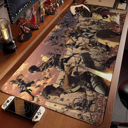 Attack on Titan XXL Gaming Mouse Pad – Anime Desk Mat (90×40cm) with Non-Slip Base & Stitched Edges