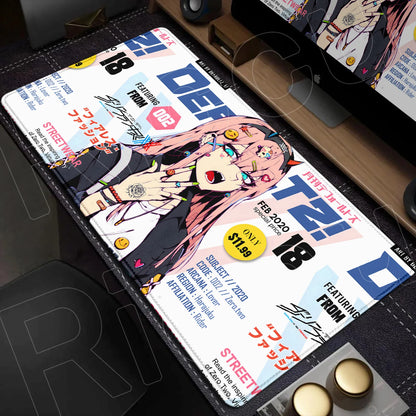 Zero Two Crimson Darling Desk Mat – Darling in the FranXX Anime Mousepad