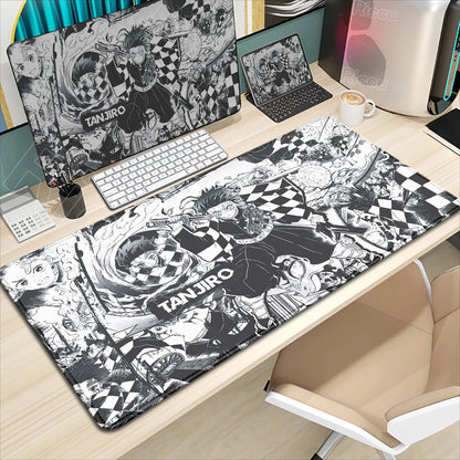 Demon Slayer Gaming Mouse Pad XL – HD Printed Extended Desk Mat for PC & Laptop Setup – Non-Slip Rubber Base, Stitched Locking Edges, Smooth Precision Surface for Gaming & Office Use