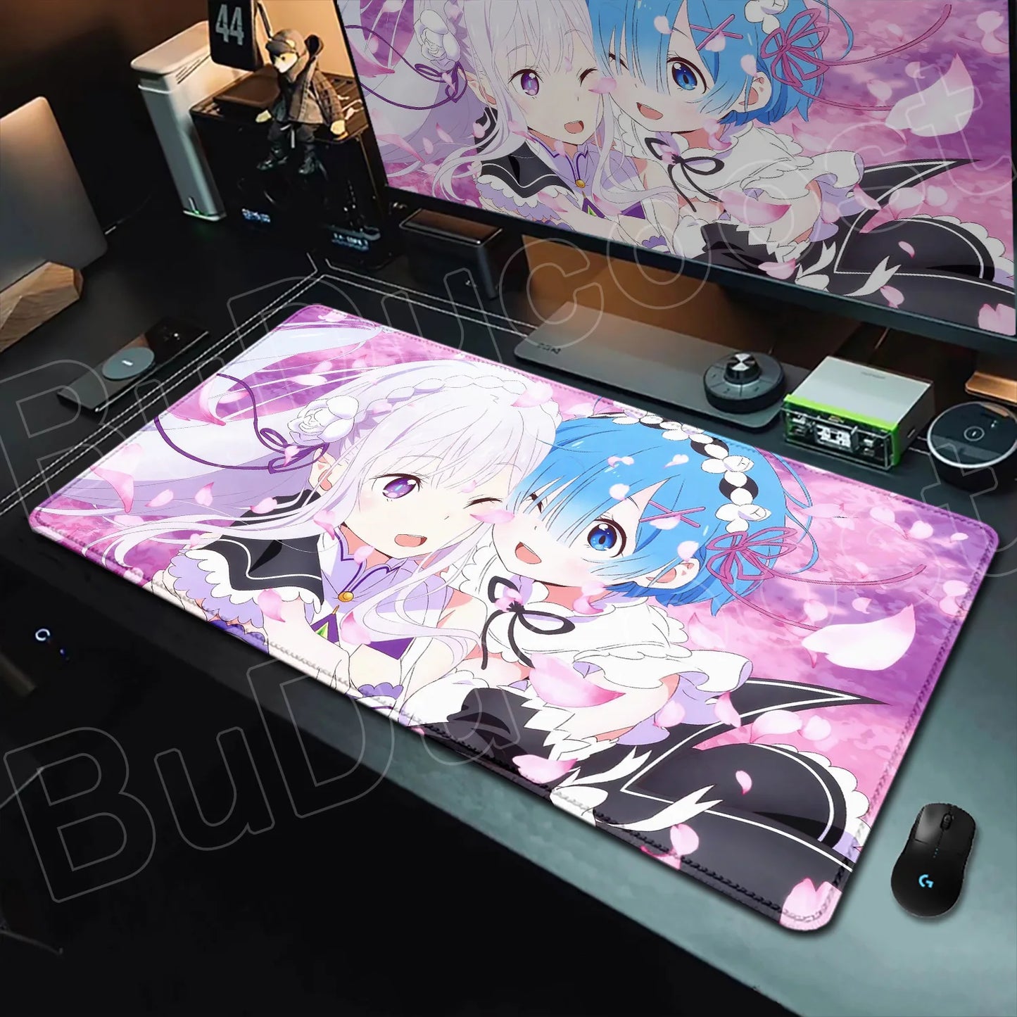 Rem & Ram Twin Aesthetic XL Gaming Desk Mat (40x90cm) – Re:Zero Anime Mousepad