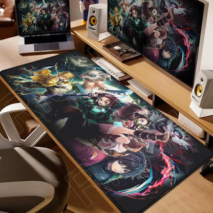 Demon Slayer Gaming Mouse Pad XL – HD Printed Extended Desk Mat for PC & Laptop Setup – Non-Slip Rubber Base, Stitched Locking Edges, Smooth Precision Surface for Gaming & Office Use