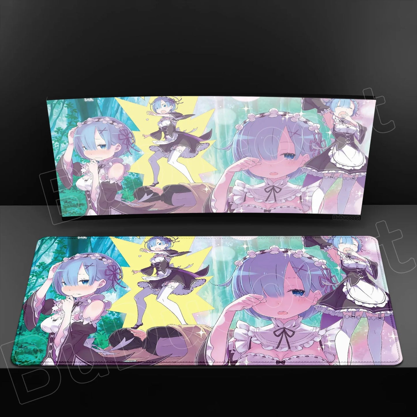 Rem & Ram Twin Aesthetic XL Gaming Desk Mat (40x90cm) – Re:Zero Anime Mousepad