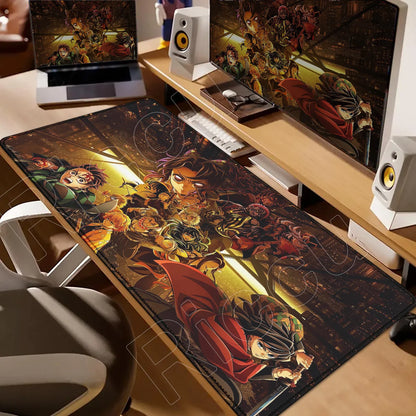 Demon Slayer Gaming Mouse Pad XL – HD Printed Extended Desk Mat for PC & Laptop Setup – Non-Slip Rubber Base, Stitched Locking Edges, Smooth Precision Surface for Gaming & Office Use