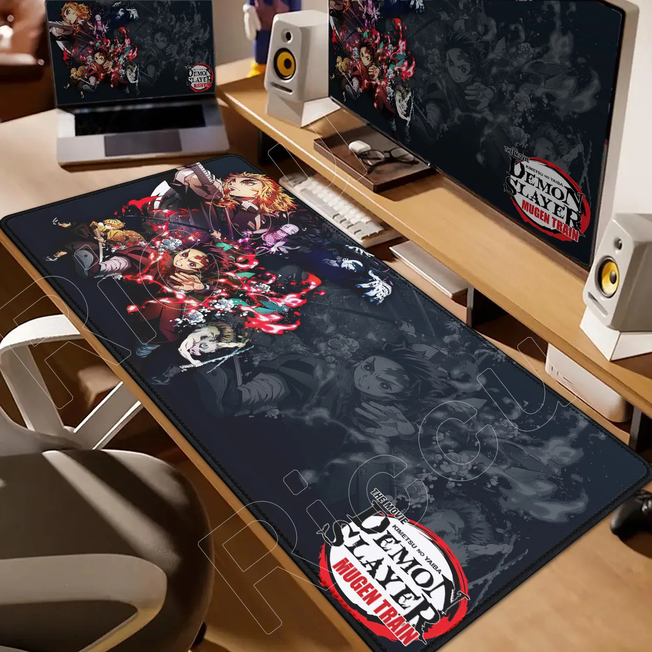 Demon Slayer Gaming Mouse Pad XL – HD Printed Extended Desk Mat for PC & Laptop Setup – Non-Slip Rubber Base, Stitched Locking Edges, Smooth Precision Surface for Gaming & Office Use